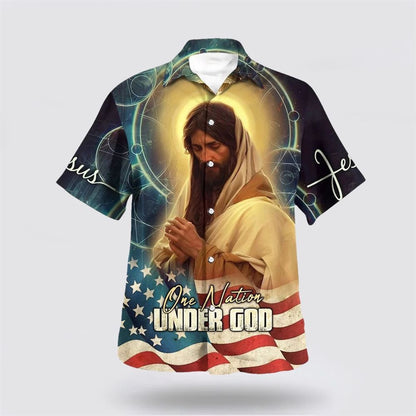 Christian Hawaiian Shirt, Jesus Pray One Nation Under God Hawaiian Shirts, Christian Aloha Shirt