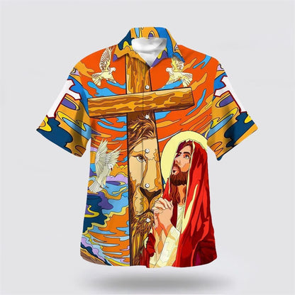 Christian Hawaiian Shirt, Jesus Prayer Lion Cross 1 Hawaiian Shirts, Christian Aloha Shirt