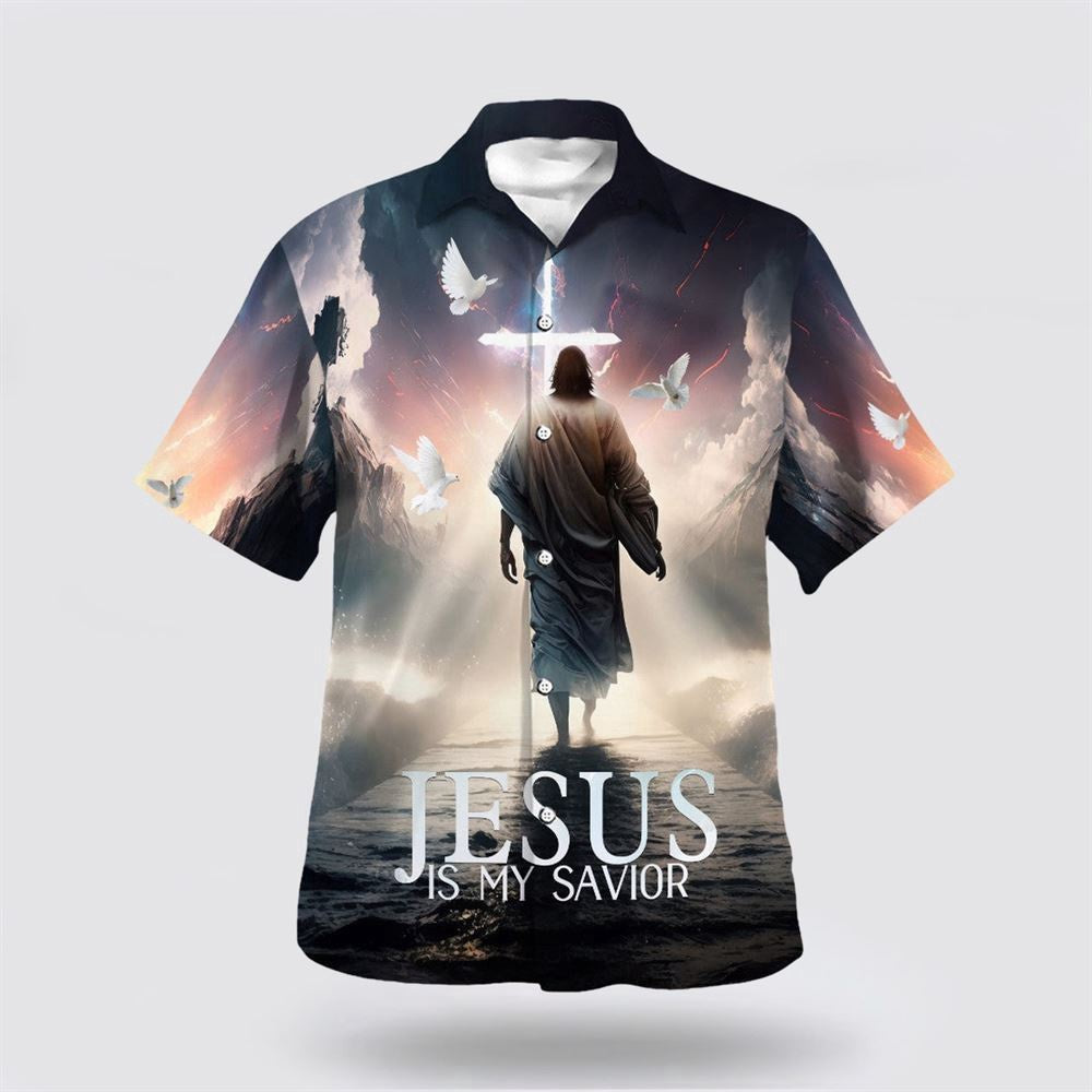 Christian Hawaiian Shirt, Jesus Walk Water Jesus Is My Savior Hawaiian Shirt, Christian Aloha Shirt