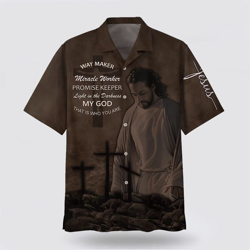 Christian Hawaiian Shirt, Jesus Way Maker Miracle Worker Promise Keeper Hawaiian Shirts, Christian Aloha Shirt