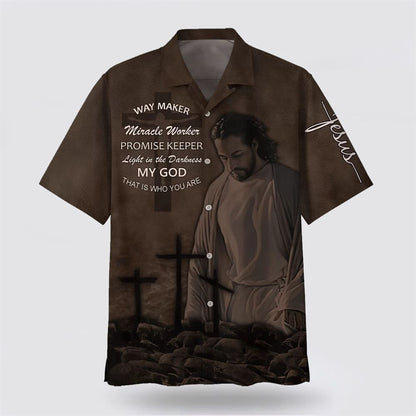 Christian Hawaiian Shirt, Jesus Way Maker Miracle Worker Promise Keeper Hawaiian Shirts, Christian Aloha Shirt