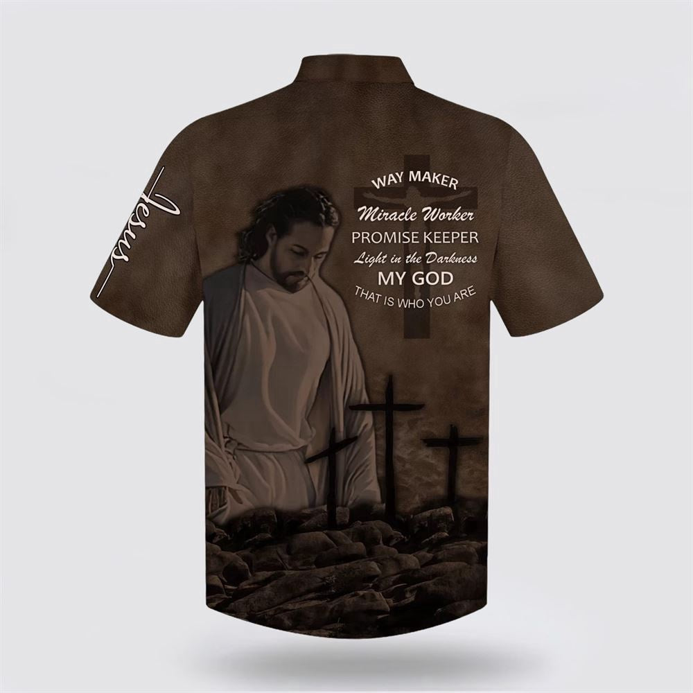 Christian Hawaiian Shirt, Jesus Way Maker Miracle Worker Promise Keeper Hawaiian Shirts, Christian Aloha Shirt