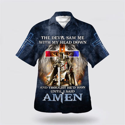 Christian Hawaiian Shirt, Knight Templar The Devil Saw Me With My Head Down Lion Hawaiian Shirt, Christian Aloha Shirt