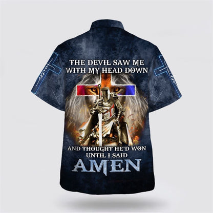 Christian Hawaiian Shirt, Knight Templar The Devil Saw Me With My Head Down Lion Hawaiian Shirt, Christian Aloha Shirt