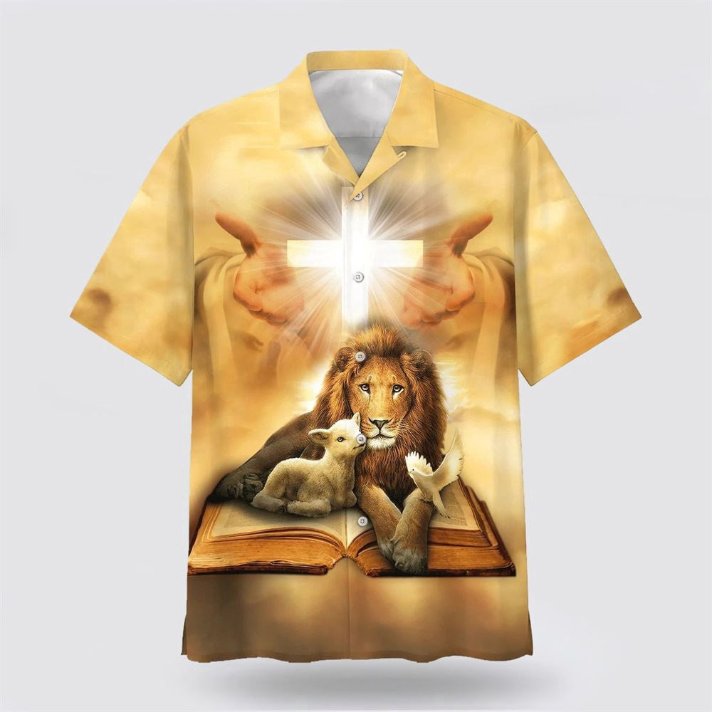 Christian Hawaiian Shirt, Lion Of Judah Lamb Of God Jesus Christ Hawaiian Shirt, Christian Aloha Shirt
