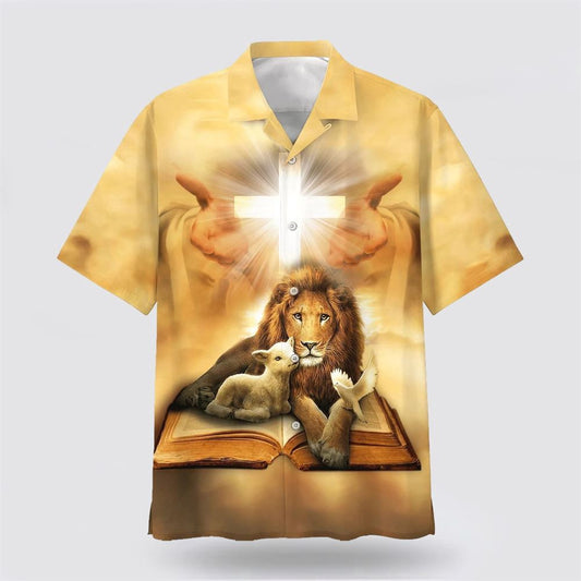 Christian Hawaiian Shirt, Lion Of Judah Lamb Of God Jesus Christ Hawaiian Shirt, Christian Aloha Shirt