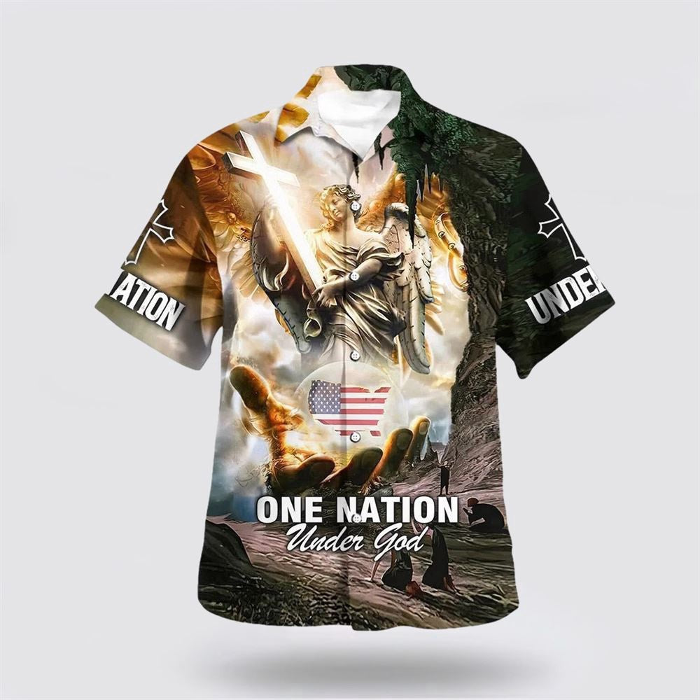 Christian Hawaiian Shirt, One Nation Under God Christian Hawaiian Shirts, Christian Aloha Shirt