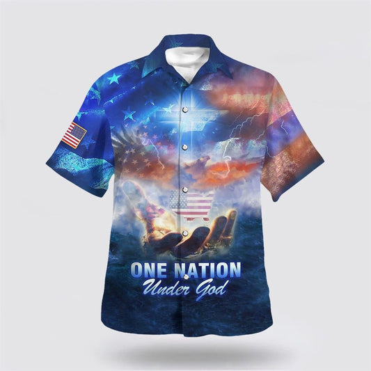 Christian Hawaiian Shirt, One Nation Under God Hand Of Jesus Hawaiian Shirt, Christian Aloha Shirt
