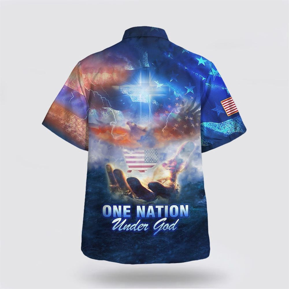 Christian Hawaiian Shirt, One Nation Under God Hand Of Jesus Hawaiian Shirt, Christian Aloha Shirt