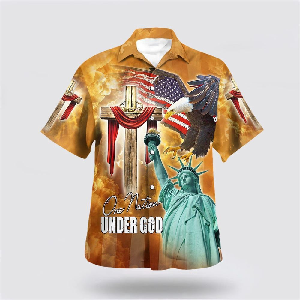 Christian Hawaiian Shirt, One Nation Under God Hawaiian Shirt, Christian Aloha Shirt