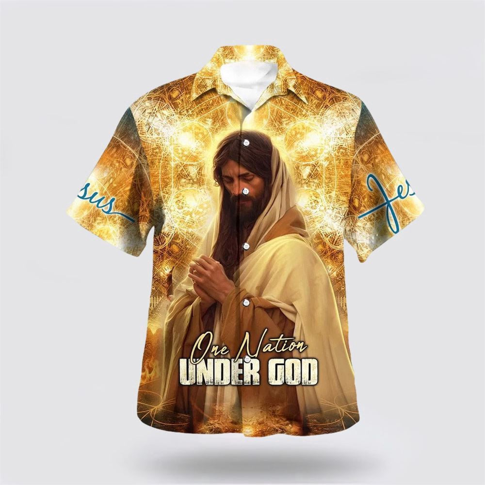 Christian Hawaiian Shirt, One Nation Under God Hawaiian Shirt, Jesus Pray Hawaiian Shirts, Christian Aloha Shirt