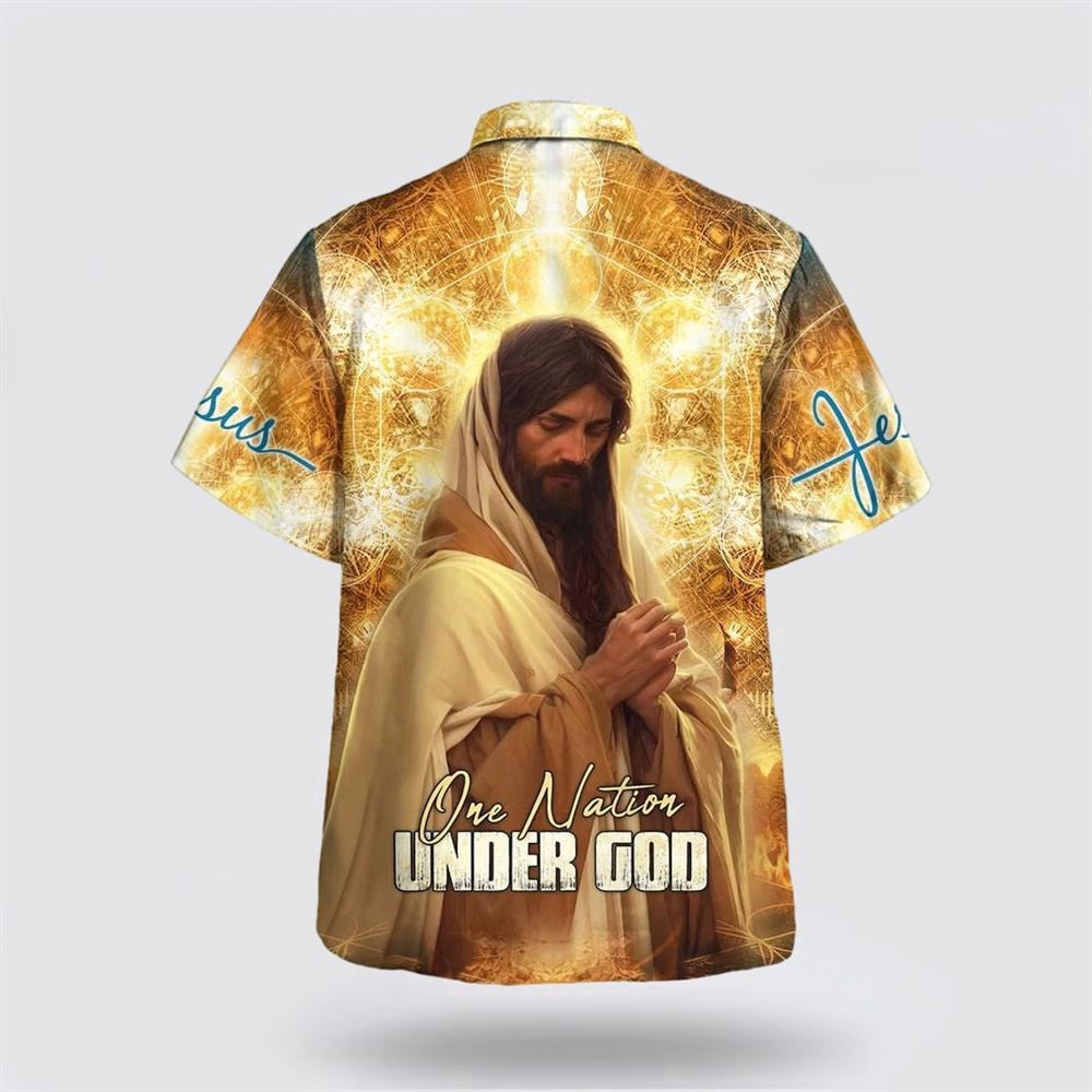 Christian Hawaiian Shirt, One Nation Under God Hawaiian Shirt, Jesus Pray Hawaiian Shirts, Christian Aloha Shirt
