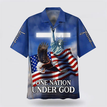 Christian Hawaiian Shirt, One Nation Under God Hawaiian Shirts, Christian Aloha Shirt