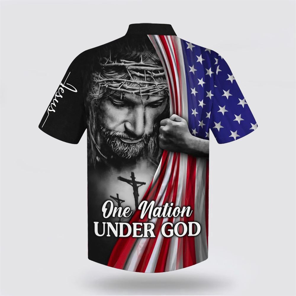 Christian Hawaiian Shirt, One Nation Under God Jesus American Hawaiian Shirt, Christian Aloha Shirt