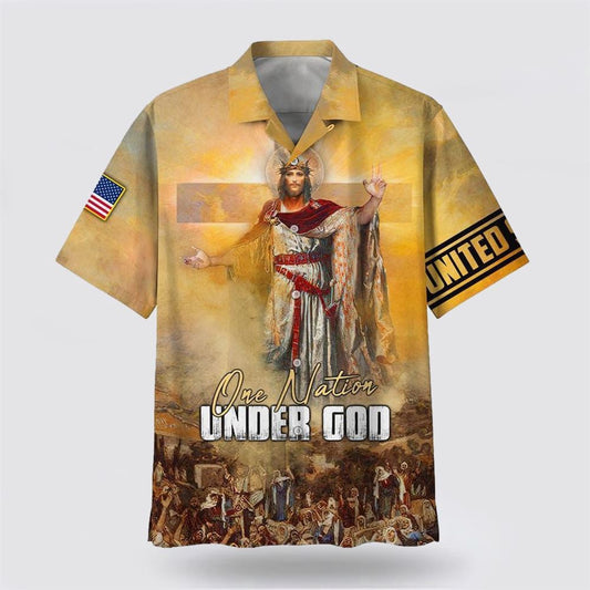 Christian Hawaiian Shirt, One Nation Under God Jesus Christ Hawaiian Shirt, Christian Aloha Shirt