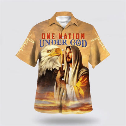 Christian Hawaiian Shirt, One Nation Under God Jesus Hawaiian Shirt, Christian Aloha Shirt