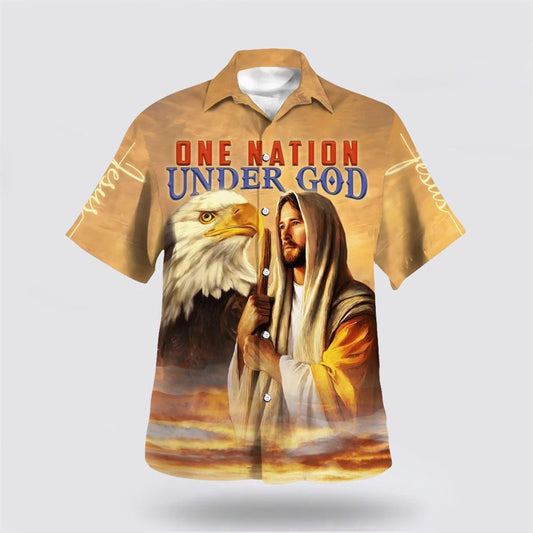Christian Hawaiian Shirt, One Nation Under God Jesus Hawaiian Shirt, Christian Aloha Shirt