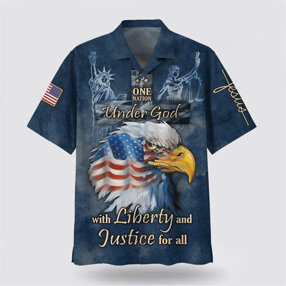 Christian Hawaiian Shirt, One Nation Under God With Liberty And Justice Hawaiian Shirts, Christian Aloha Shirt