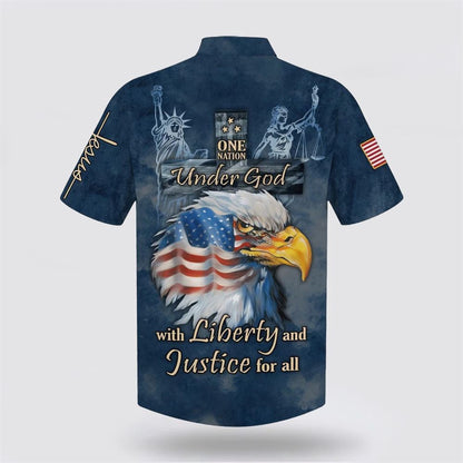 Christian Hawaiian Shirt, One Nation Under God With Liberty And Justice Hawaiian Shirts, Christian Aloha Shirt