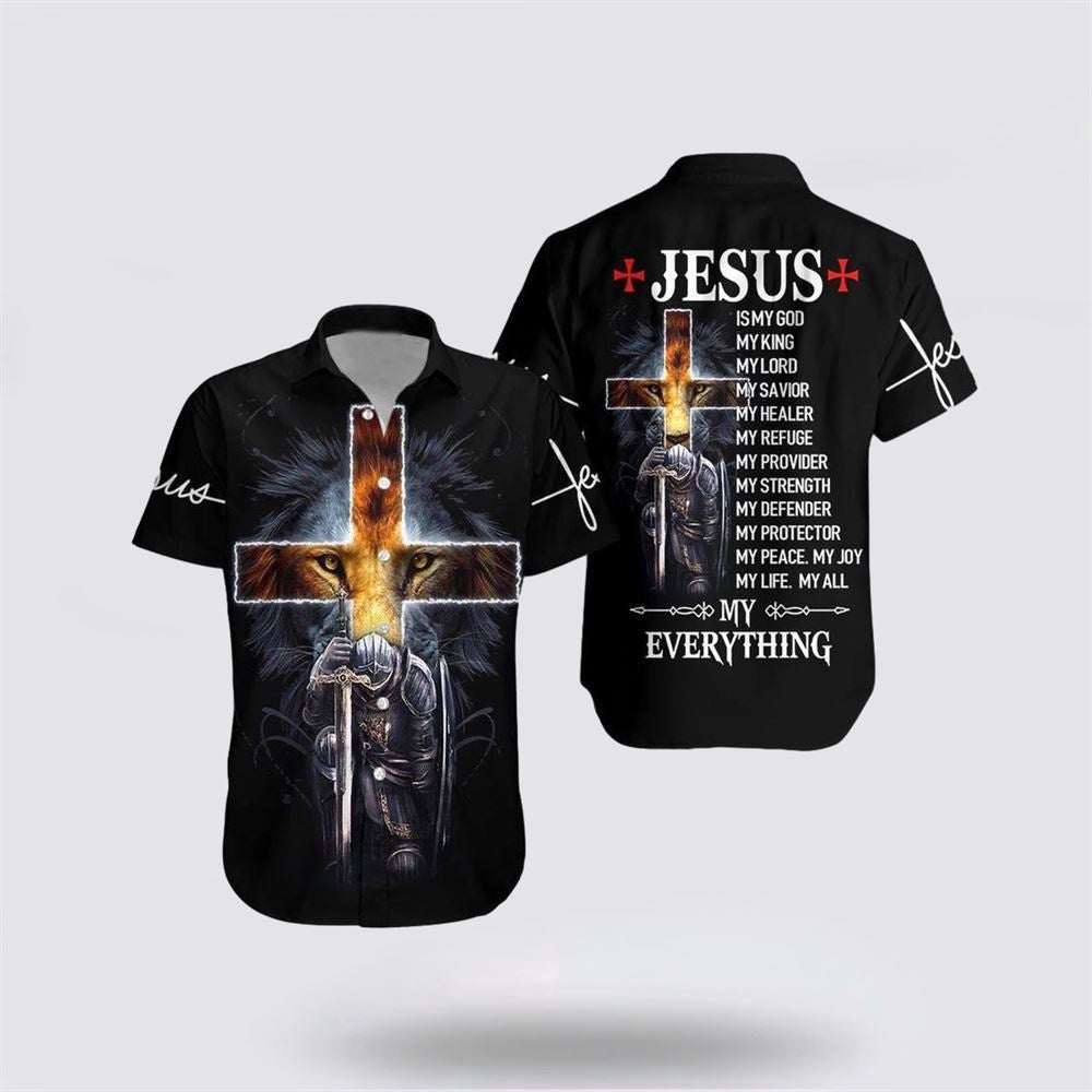 Christian Hawaiian Shirt, Premium Christian Jesus Is My Everything Lion Hawaiian Shirt, Christian Aloha Shirt