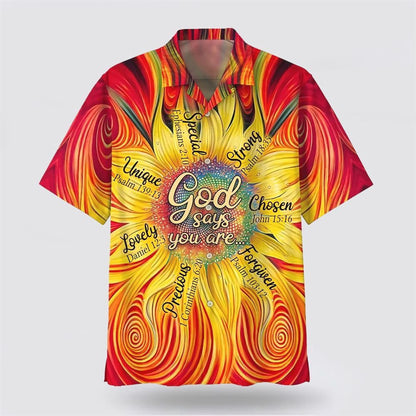 Christian Hawaiian Shirt, Sunflower God Say You Are Hawaiian Shirts, Christian Aloha Shirt
