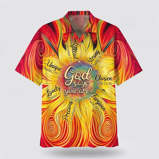Christian Hawaiian Shirt, Sunflower God Say You Are Hawaiian Shirts, Christian Aloha Shirt
