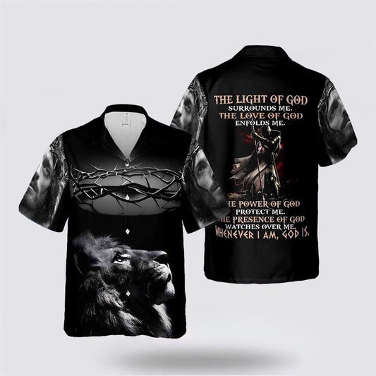 Christian Hawaiian Shirt, The Light Of God Surround me Jesus 1 Hawaiian Shirt, Christian Aloha Shirt