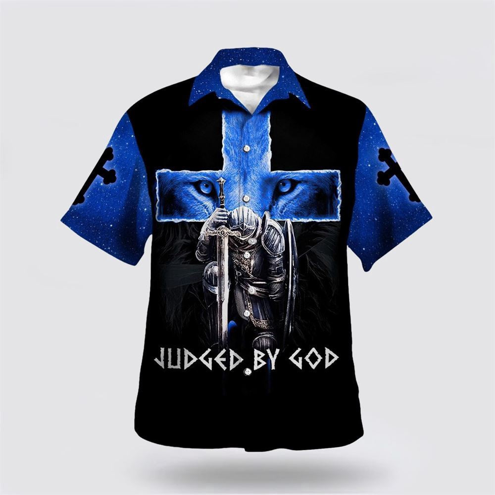Christian Hawaiian Shirt, Warrior Lion Cross Judged By God Hawaiian Shirt, Christian Aloha Shirt