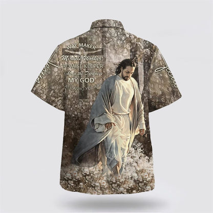 Christian Hawaiian Shirt, Way Maker Miracle Worke Hawaiian Shirt, Jesus Walking Through The Fields Hawaiian Shirts, Christian Aloha Shirt