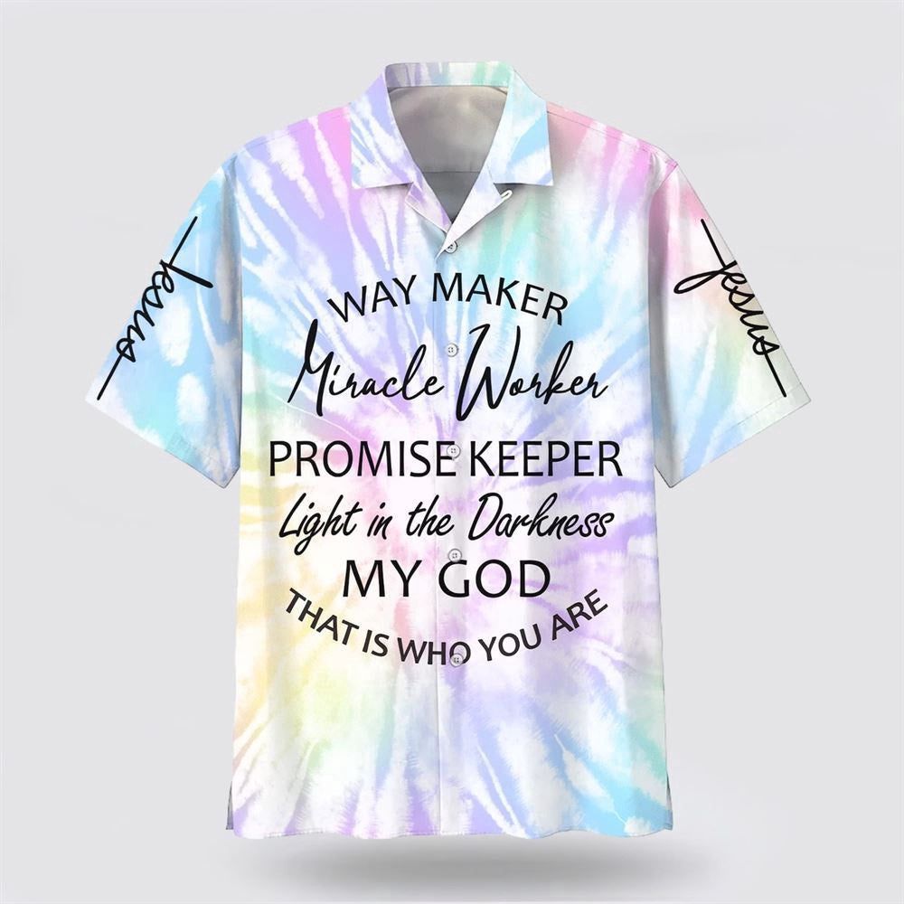 Christian Hawaiian Shirt, Way Maker Miracle Worker Promise Keeper Light In The Darkness My God Hawaiian Shirts, Christian Aloha Shirt