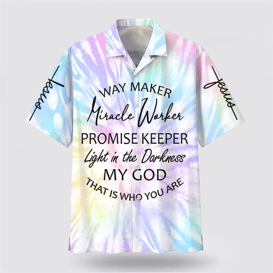 Christian Hawaiian Shirt, Way Maker Miracle Worker Promise Keeper Light In The Darkness My God Hawaiian Shirts, Christian Aloha Shirt