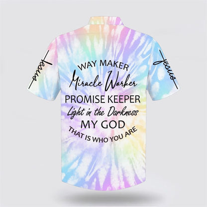 Christian Hawaiian Shirt, Way Maker Miracle Worker Promise Keeper Light In The Darkness My God Hawaiian Shirts, Christian Aloha Shirt