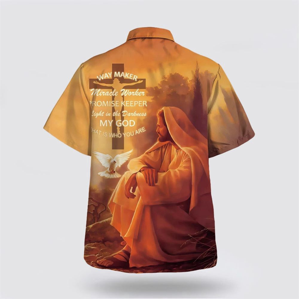 Christian Hawaiian Shirt, Way Marker Miracle Worker Promise Keeper Light In The Darkness My God Hawaiian Shirt, Christian Aloha Shirt