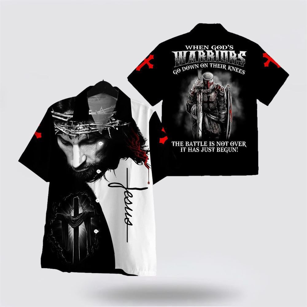 Christian Hawaiian Shirt, When God's Warriors Go Down On Their Knees Hawaiian Shirt, Christian Aloha Shirt