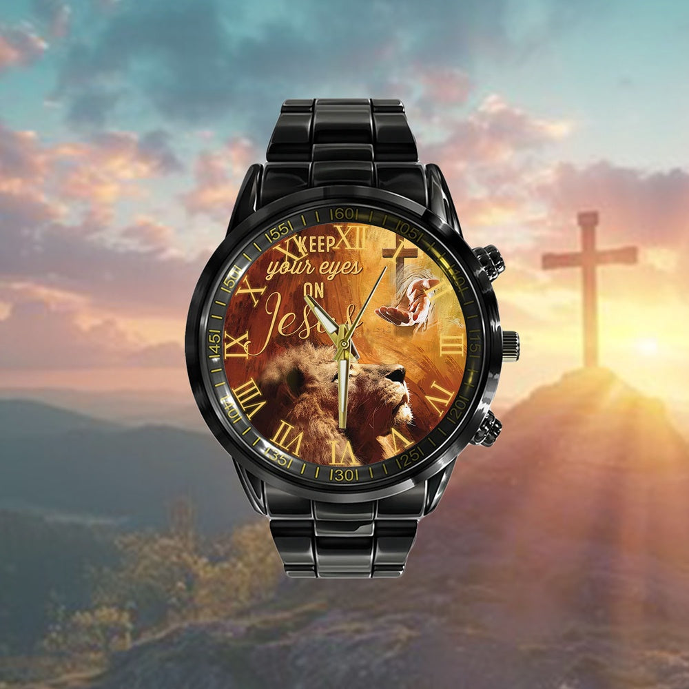Christian Watch, Keep Your Eyes On Jesus Lion Of Judah Watch Watch - Scripture Watch - Bible Verse Watch