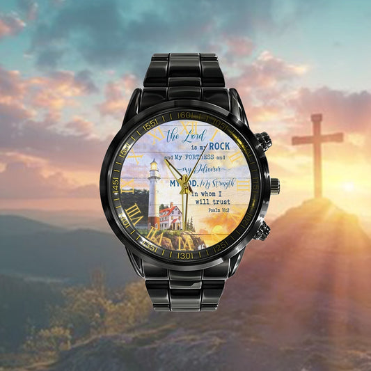 Christian Watch, The Lord Is My Rock Psalm 182 Kjv Watch - Scripture Watch - Bible Verse Watch