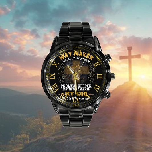 Christian Watch, Way Maker Miracle Worker Watch - Scripture Watch - Bible Verse Watch