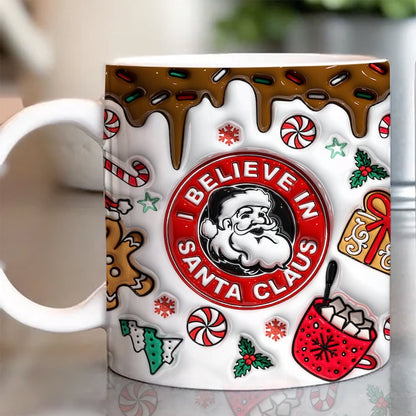 Christmas 3D Mug, 3D Believe In Santa Inflated Mug, 3D Hot Cocoa Mug, 3D, Santa Mug, Gift For Christmas