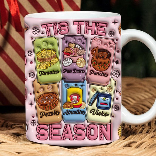 Christmas 3D Mug, 3D Christmas Conchas Cafecito Y Chisme Inflated Mug, 3D, Santa Mug, Gift For Christmas
