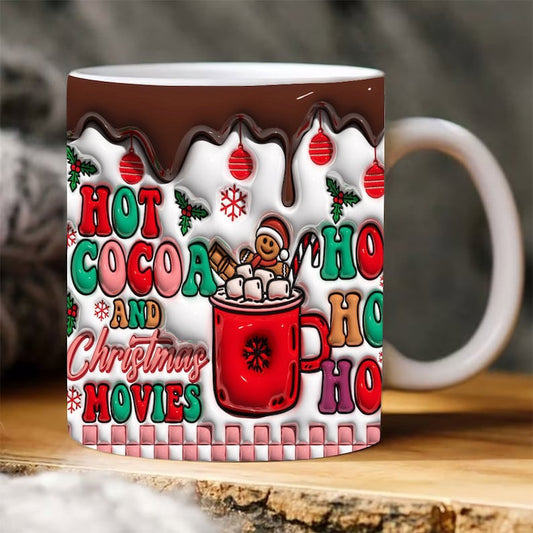 Christmas 3D Mug, 3D Christmas Hot Cocoa Inflated Mug, Christmas Ho Ho Ho Mug, 3D, Santa Mug, Gift For Christmas
