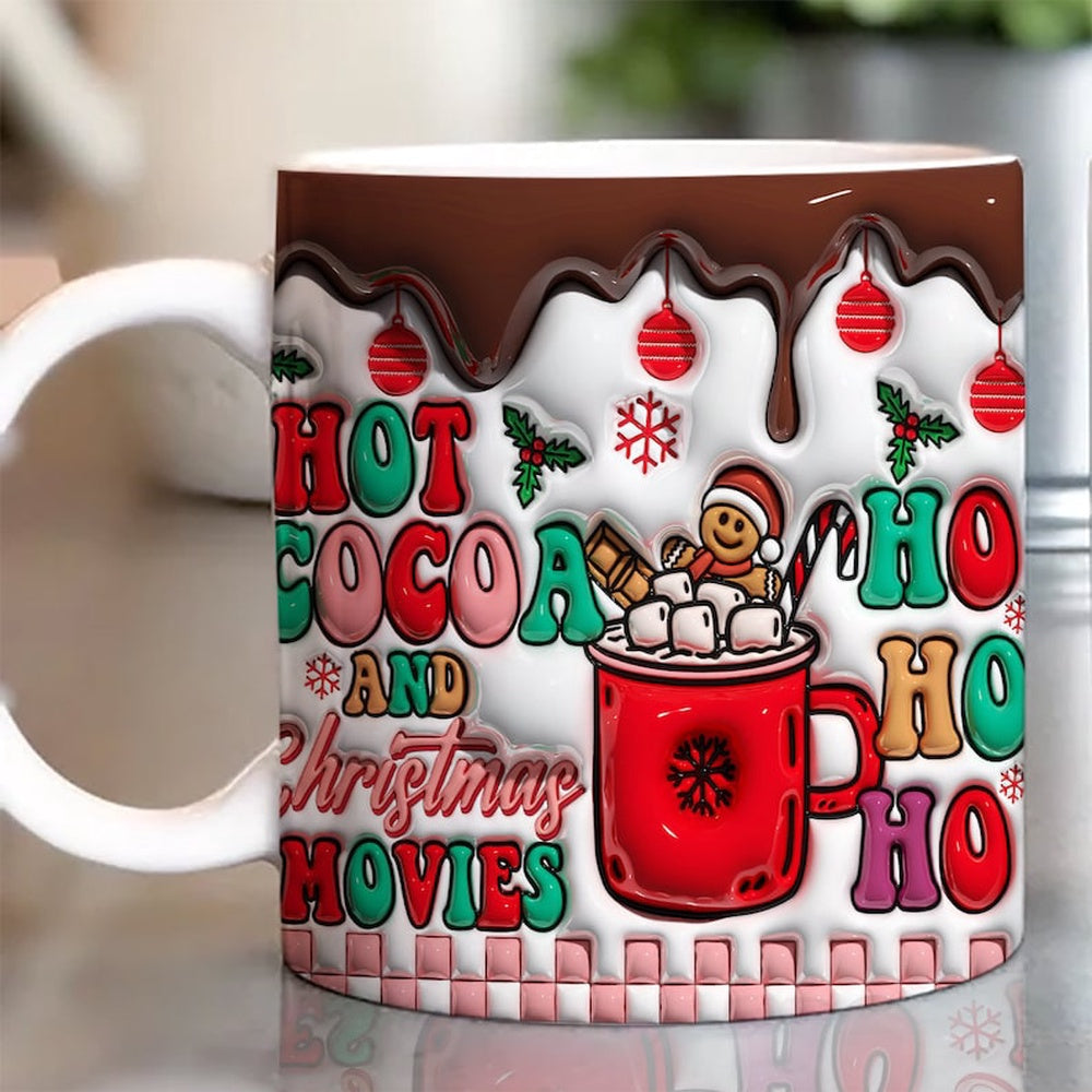 Christmas 3D Mug, 3D Christmas Hot Cocoa Inflated Mug, Christmas Ho Ho Ho Mug, 3D, Santa Mug, Gift For Christmas
