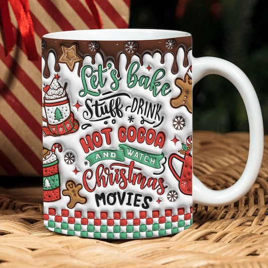 Christmas 3D Mug, 3D Christmas Hot Cocoa Inflated Mug, Let'S Bake Stuff Christmas Mug, 3D, Santa Mug, Gift For Christmas
