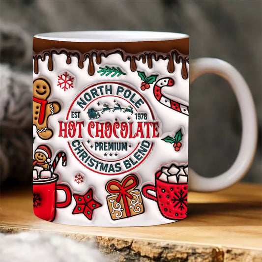 Christmas 3D Mug, 3D Christmas Hot Cocoa Inflated Mug, North Pole Christmas Mug, 3D, Santa Mug, Gift For Christmas