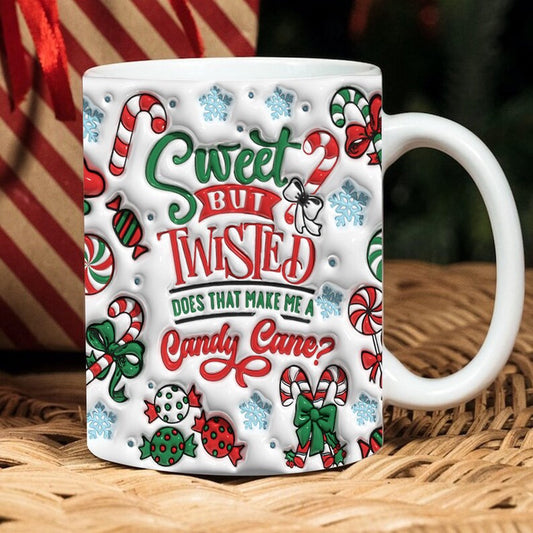 Christmas 3D Mug, 3D Christmas Inflated Mug, Candy Cane Puffy Mug, 3D, Santa Mug, Gift For Christmas