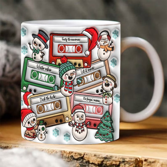 Christmas 3D Mug, 3D Christmas Movies Junkie Inflated Mug, 3D, Santa Mug, Gift For Christmas