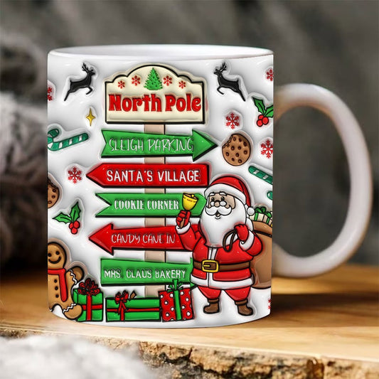 Christmas 3D Mug, 3D Christmas North Pole Inflated Mug, 3D, Santa Mug, Gift For Christmas