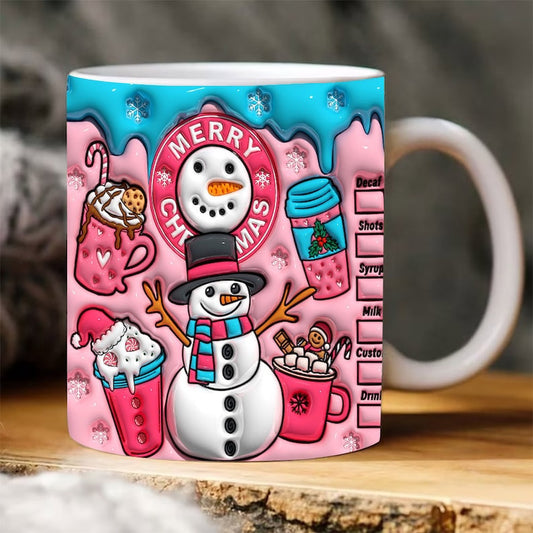 Christmas 3D Mug, 3D Christmas Snowman Coffee Inflated Mug, 3D, Santa Mug, Gift For Christmas