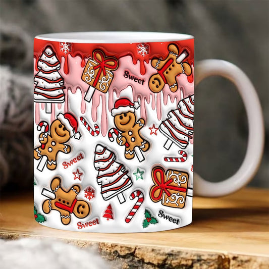 Christmas 3D Mug, 3D Christmas Tree Cake Inflated Mug, Gingerbread Puffy Mug, 3D, Santa Mug, Gift For Christmas