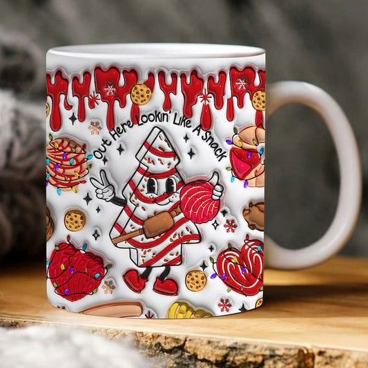 Christmas 3D Mug, 3D Christmas Tree Cake Inflated Mug, Out Here Lookin Like A Snack Inflated Mug, 3D, Santa Mug, Gift For Christmas