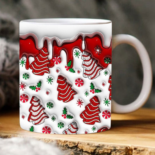 Christmas 3D Mug, 3D Christmas Tree Cakes Inflated Mug, 3D, Santa Mug, Gift For Christmas